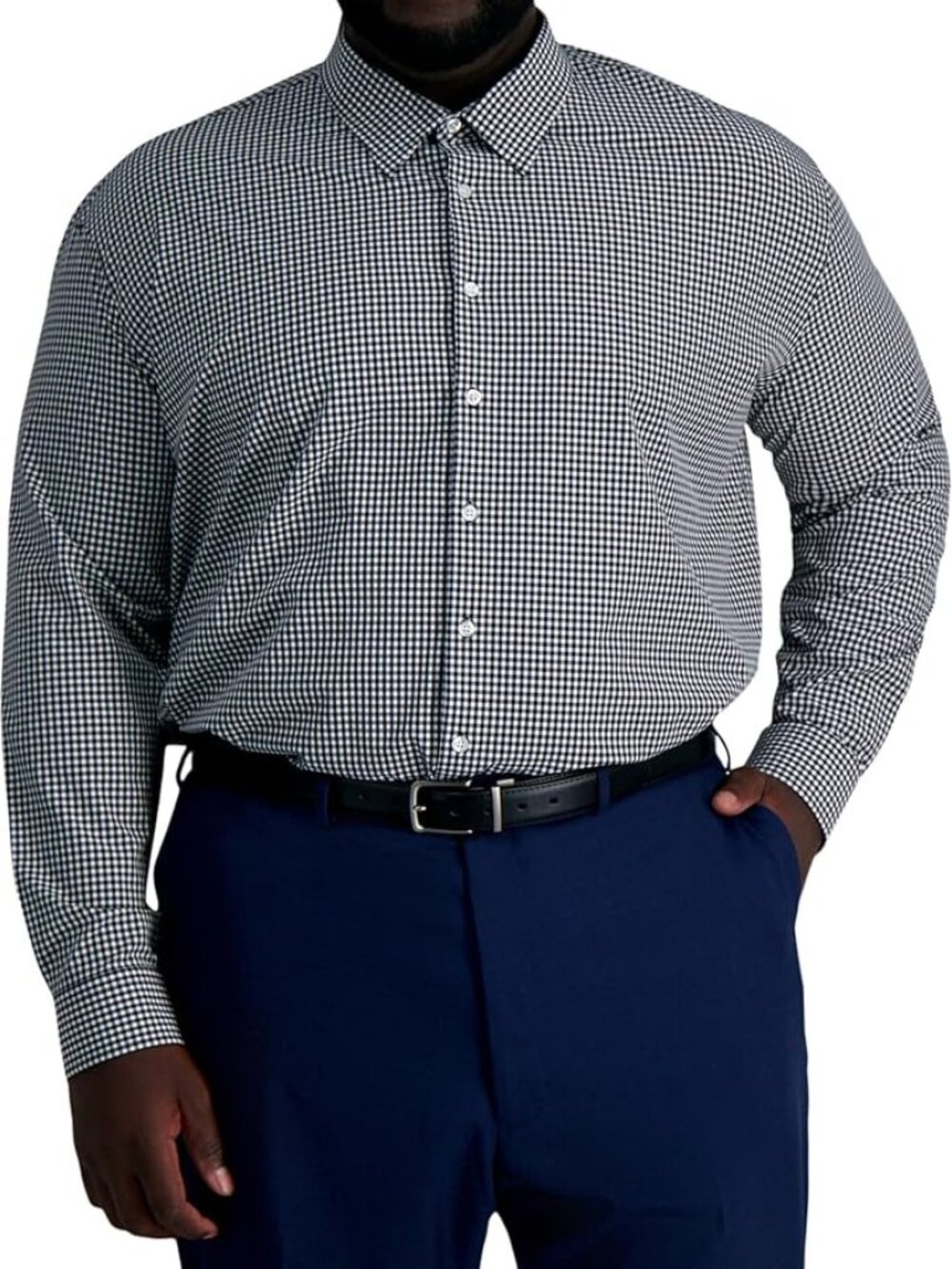 Big & Tall Haggar Smart Wash Classic Fit Dress Shirt, Size: 20 X 34/35, Black